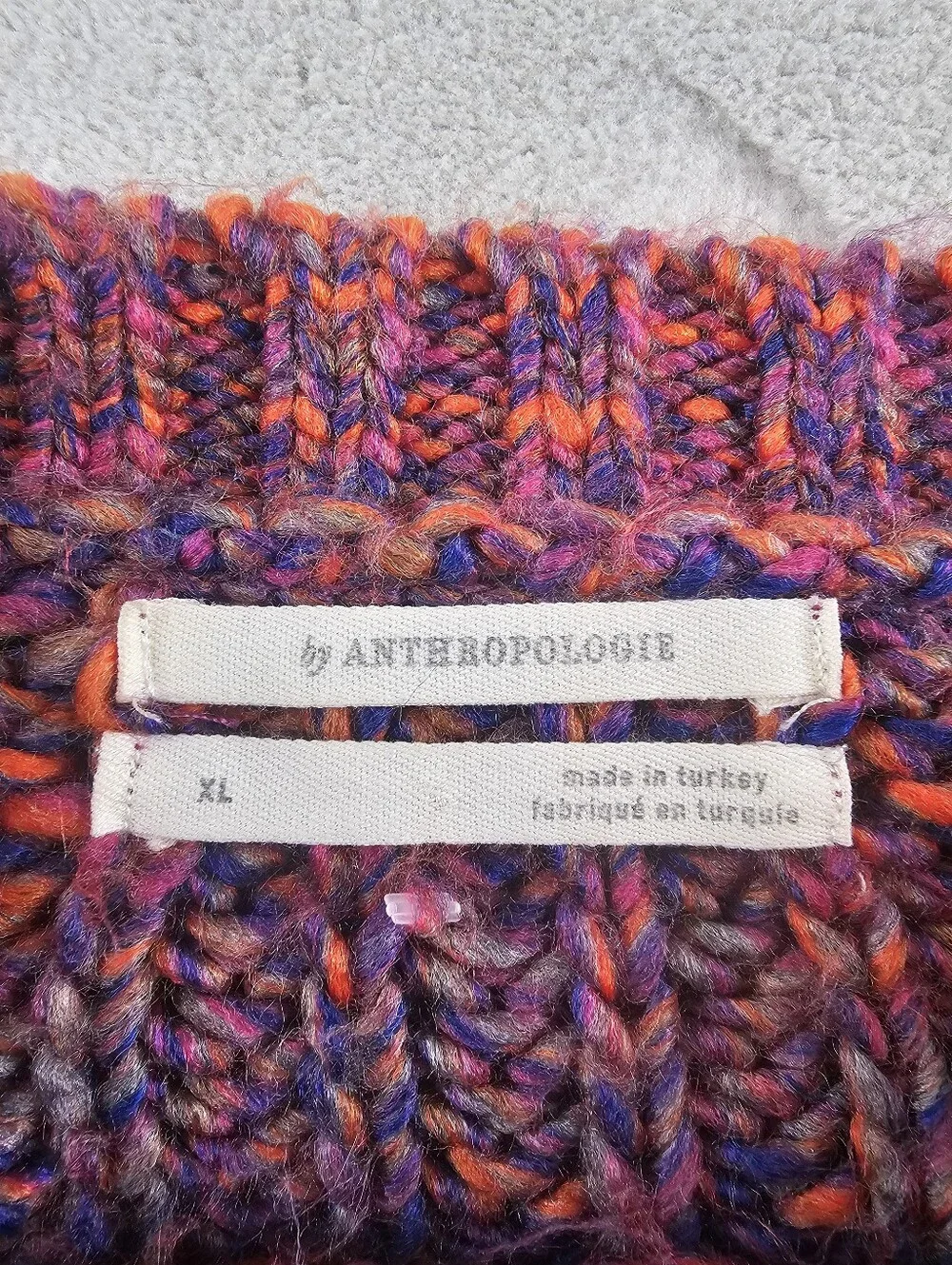 Anthropologie Chunky Knit Pullover Sweater Womens Extra Large Multi Color